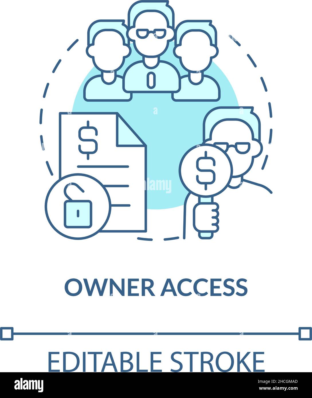 Owner access turquoise concept icon Stock Vector
