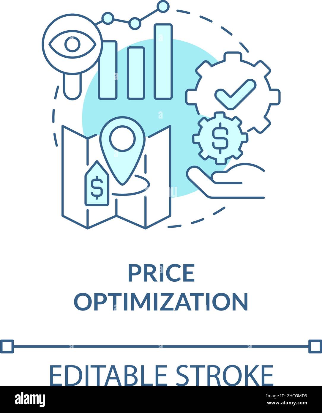 Price optimization turquoise concept icon Stock Vector