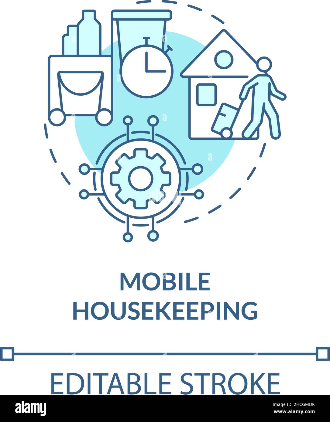 Mobile housekeeping turquoise concept icon Stock Vector