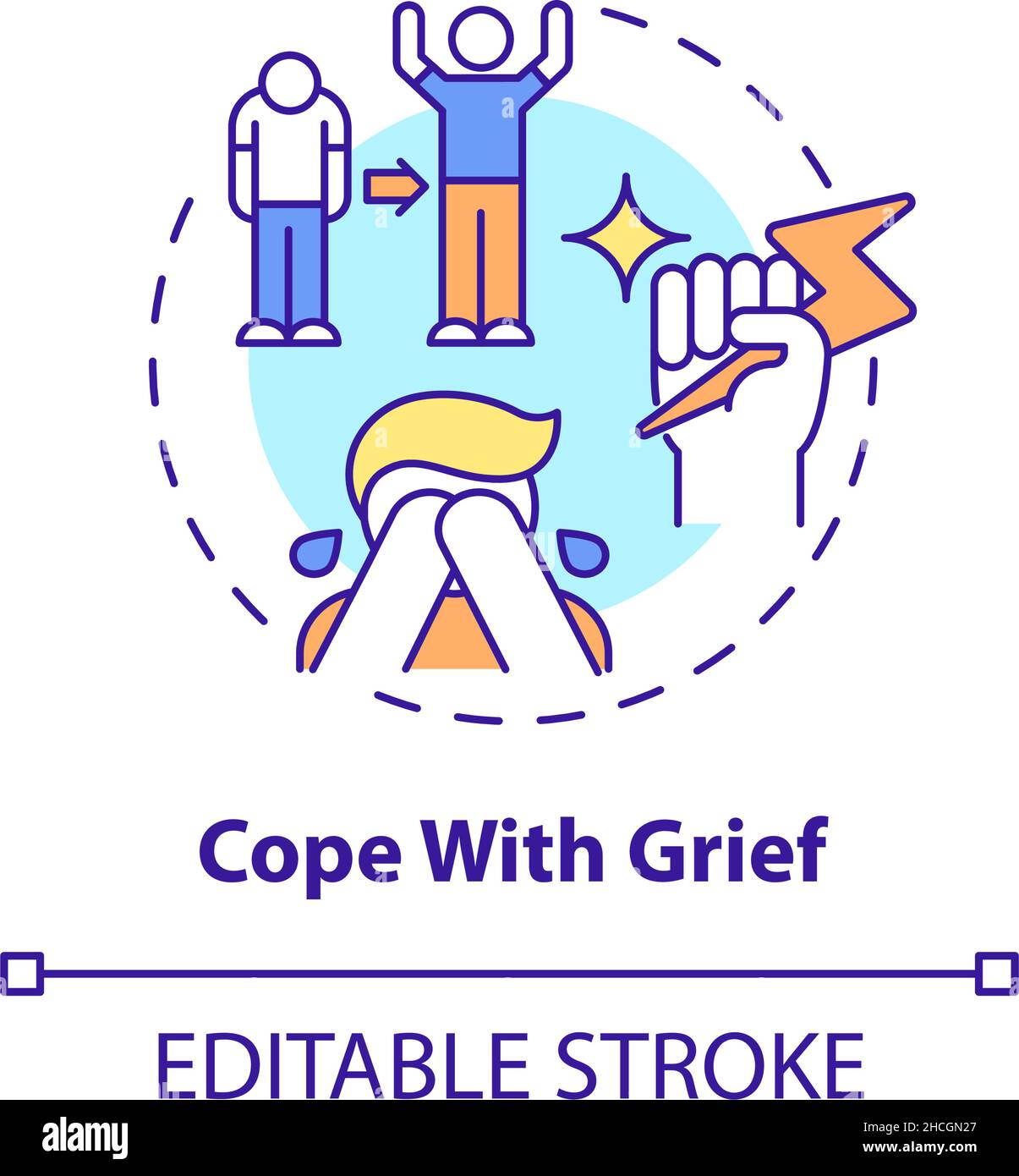 Cope with grief concept icon Stock Vector