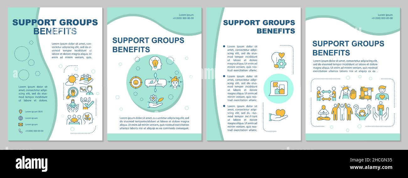 Support groups advantages mint brochure template Stock Vector