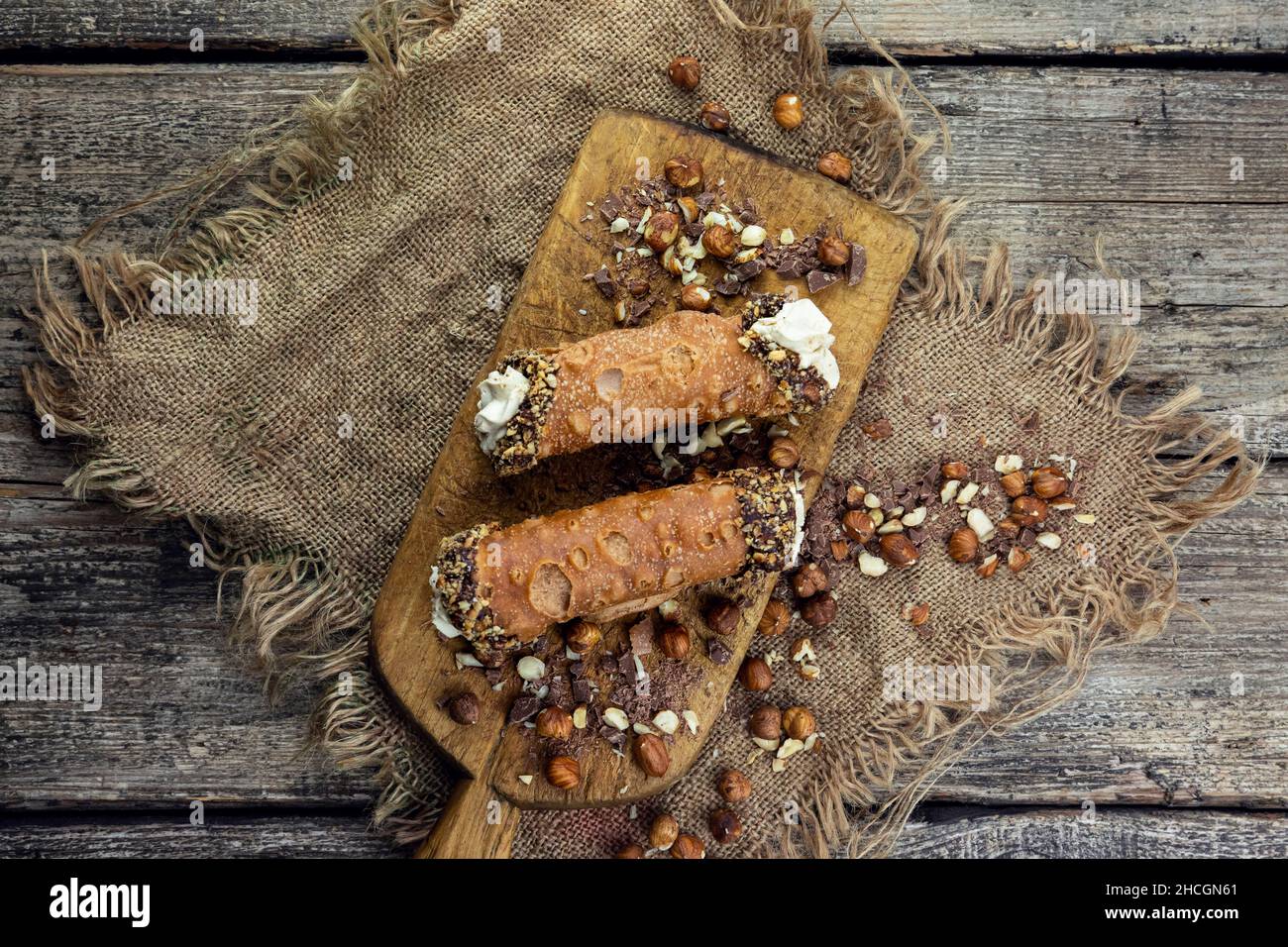 Cannoli, deep fried Italian delicious pastry tubes with a sweet ricotta ...