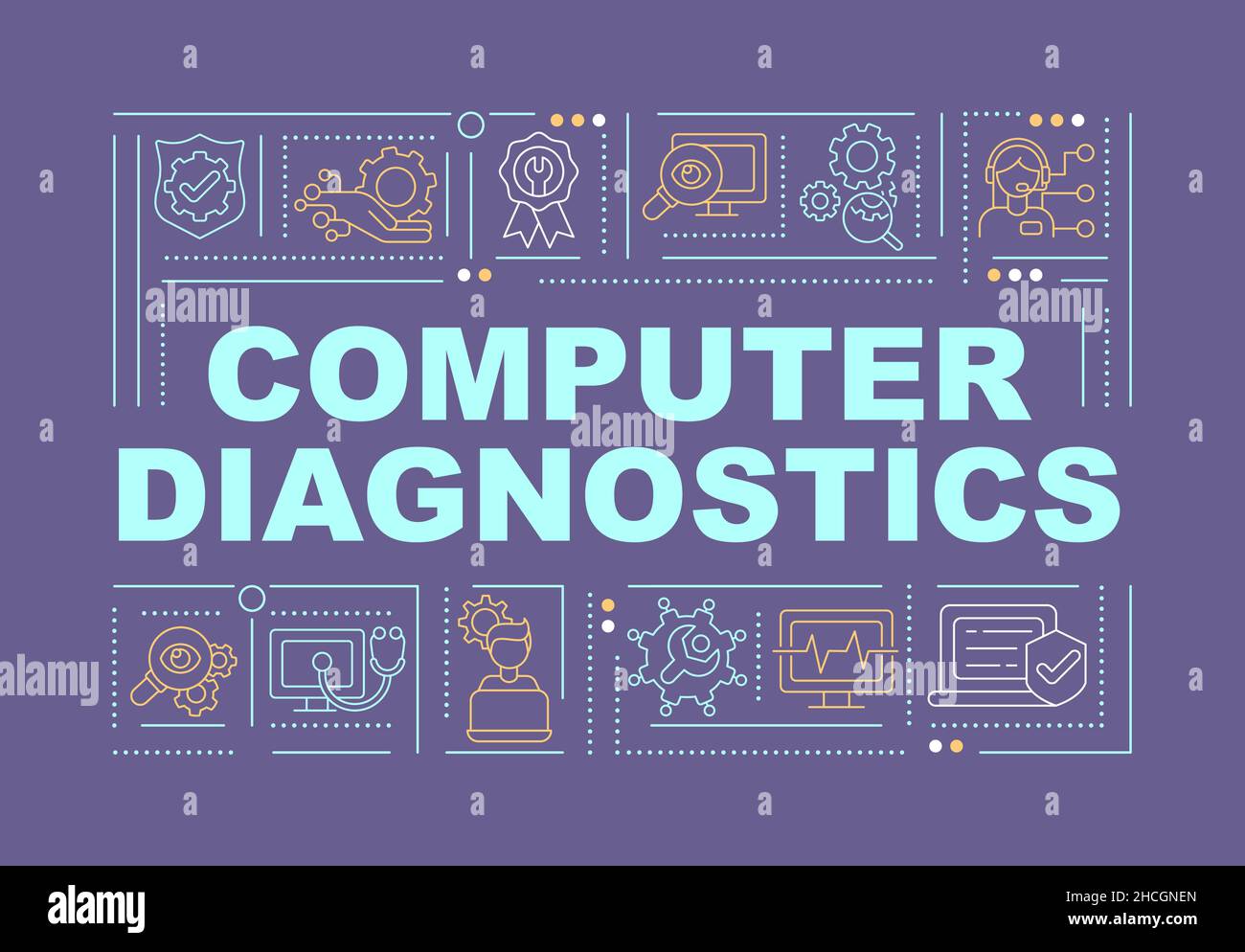 Device diagnostics word concepts purple banner Stock Vector