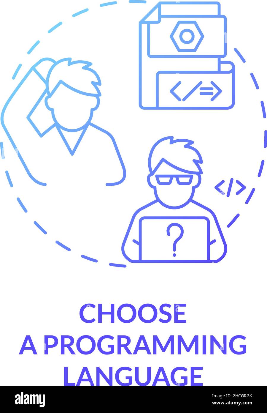 Choose a programming language blue gradient concept icon Stock Vector ...