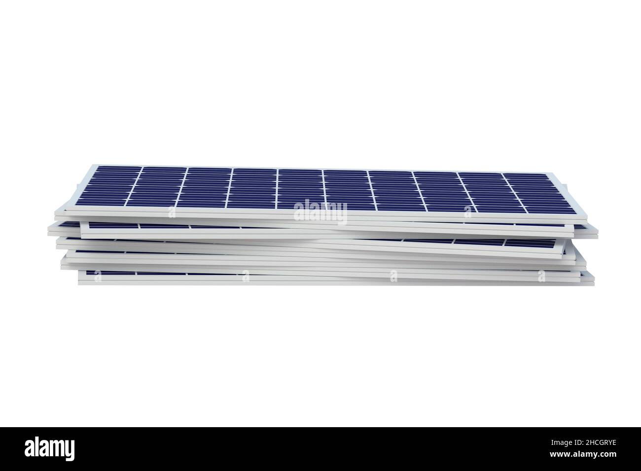 Heap of solar panels isolated on white background. 3d render Stock ...