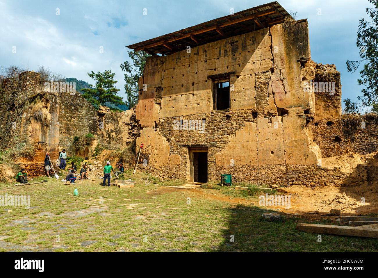 Ruins of the Drukgyel Dzong in Paro, Western Bhutan, Asia Stock Photo