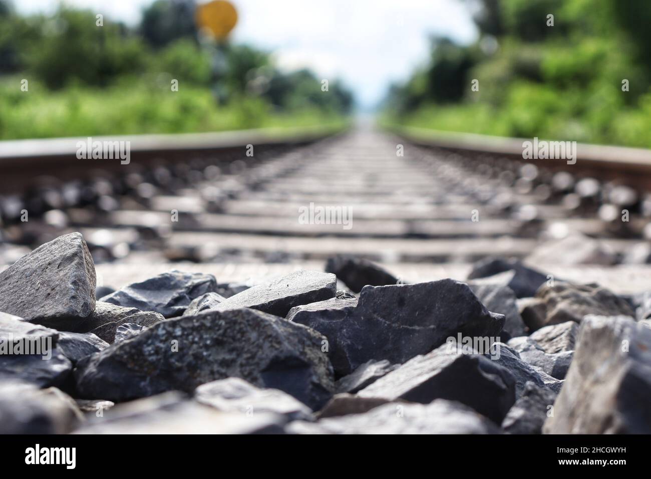 Photo of Rocks in the Railway track Stock Photo Alamy