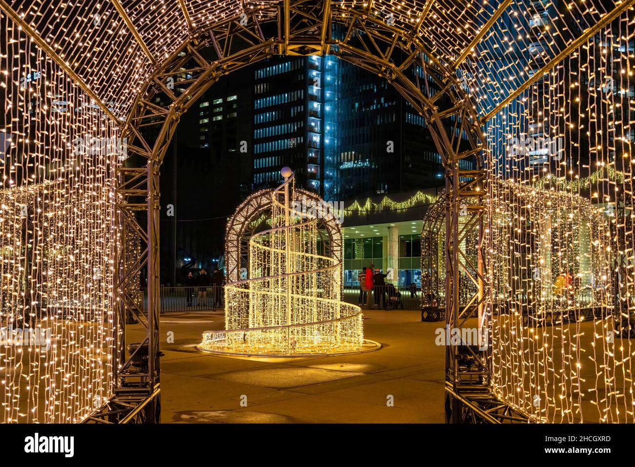 New set of lights installed in Nathan Phillips Square to celebrate the year end holidays. Dec. 29, 2021 Stock Photo