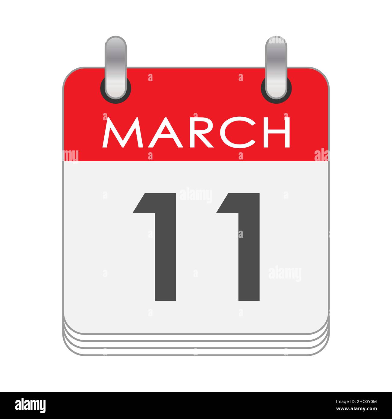 MARCH 11. A leaf of the flip calendar with the date of MARCH 11. Flat