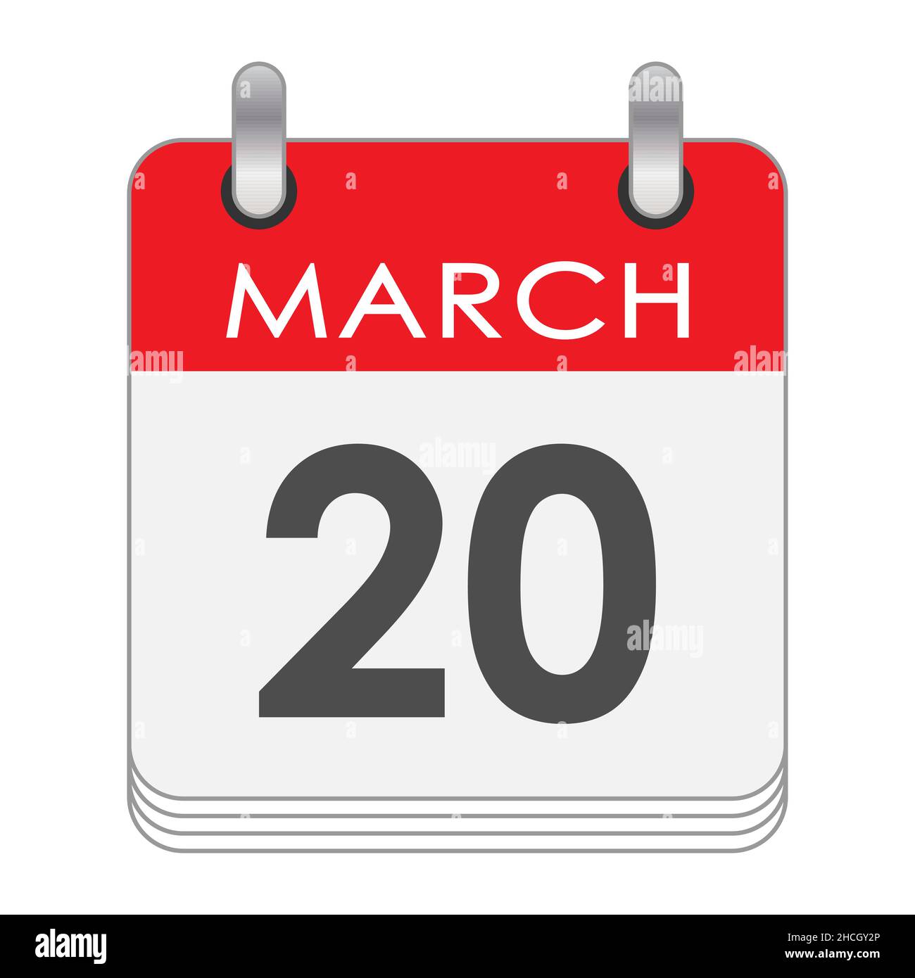 MARCH 20. A leaf of the flip calendar with the date of MARCH 20. Flat