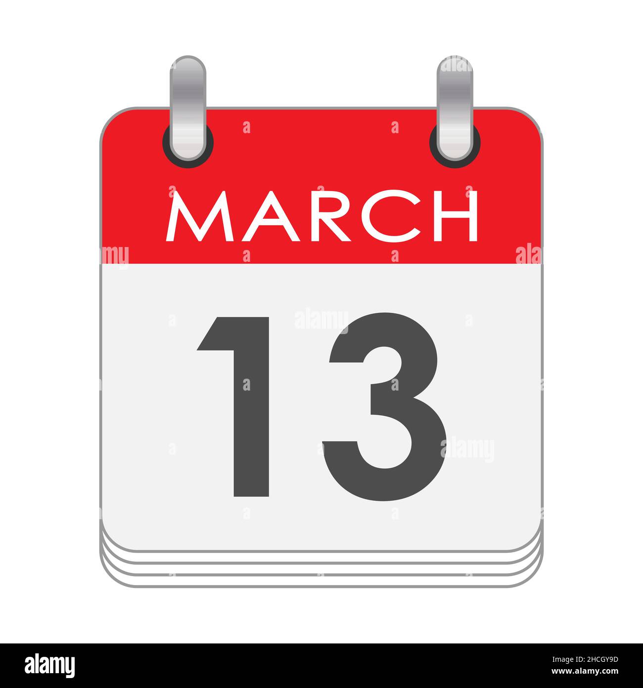 MARCH 13. A leaf of the flip calendar with the date of MARCH 13. Flat