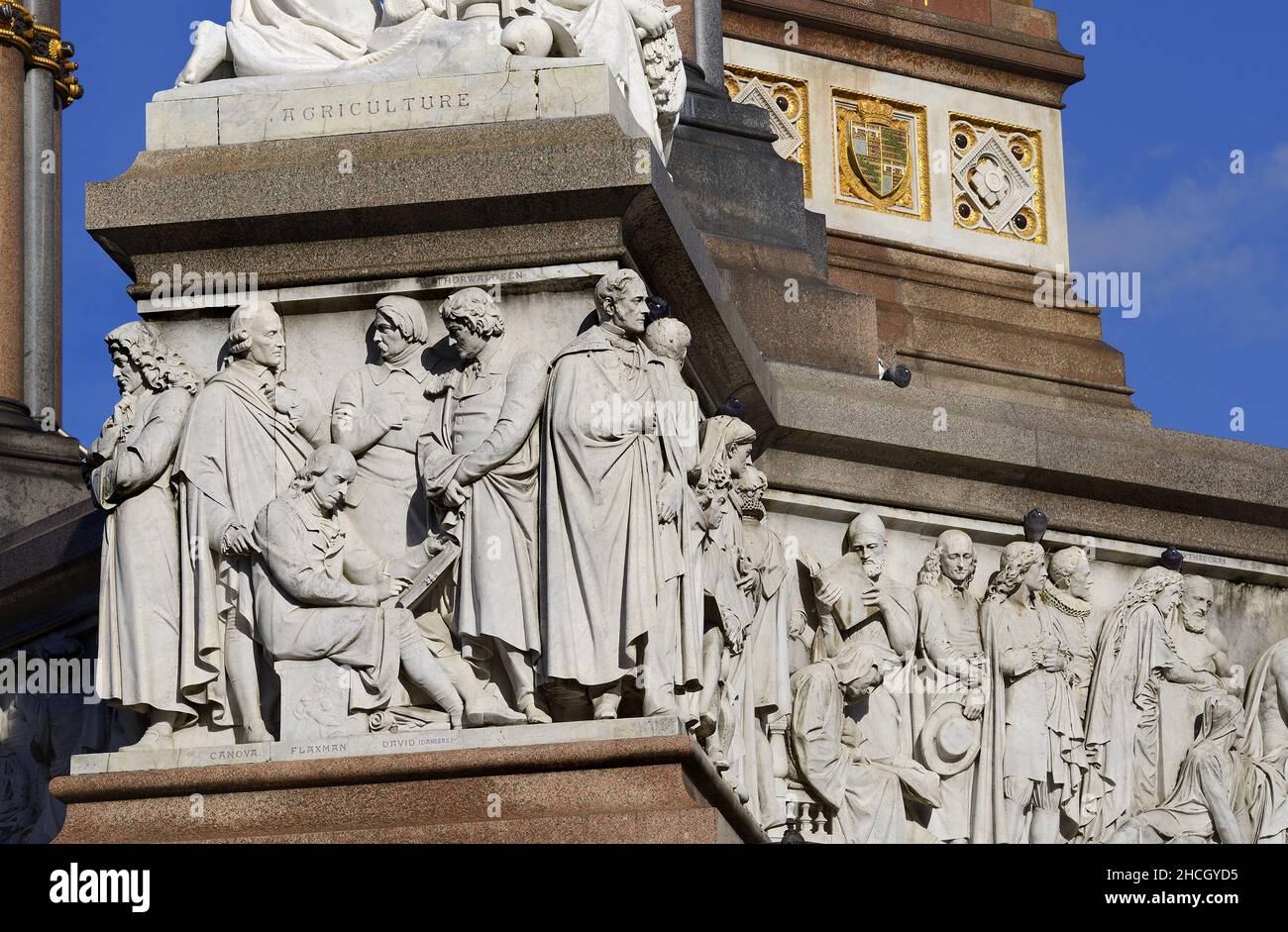 London, England, UK. Albert Memorial (1872: George Gilbert Scott) in Kensington Gardens. Frieze of Parnassus Stock Photo