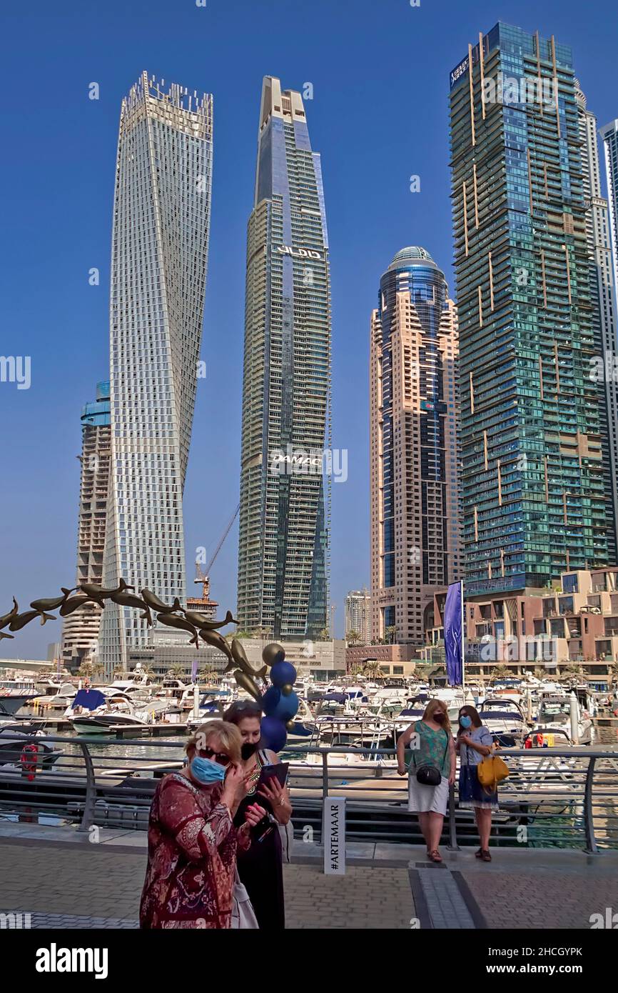 Skyscrapers in Dubai marina, Dubai, United Arab Emirates, Stock Photo