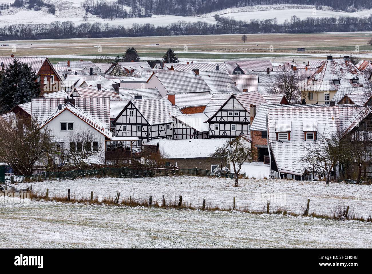 Half timbered houses of Herleshausen in Hesse Stock Photo