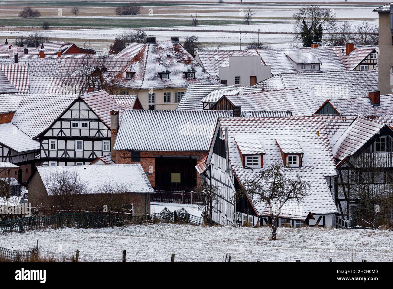 Half timbered houses of Herleshausen in Hesse Stock Photo