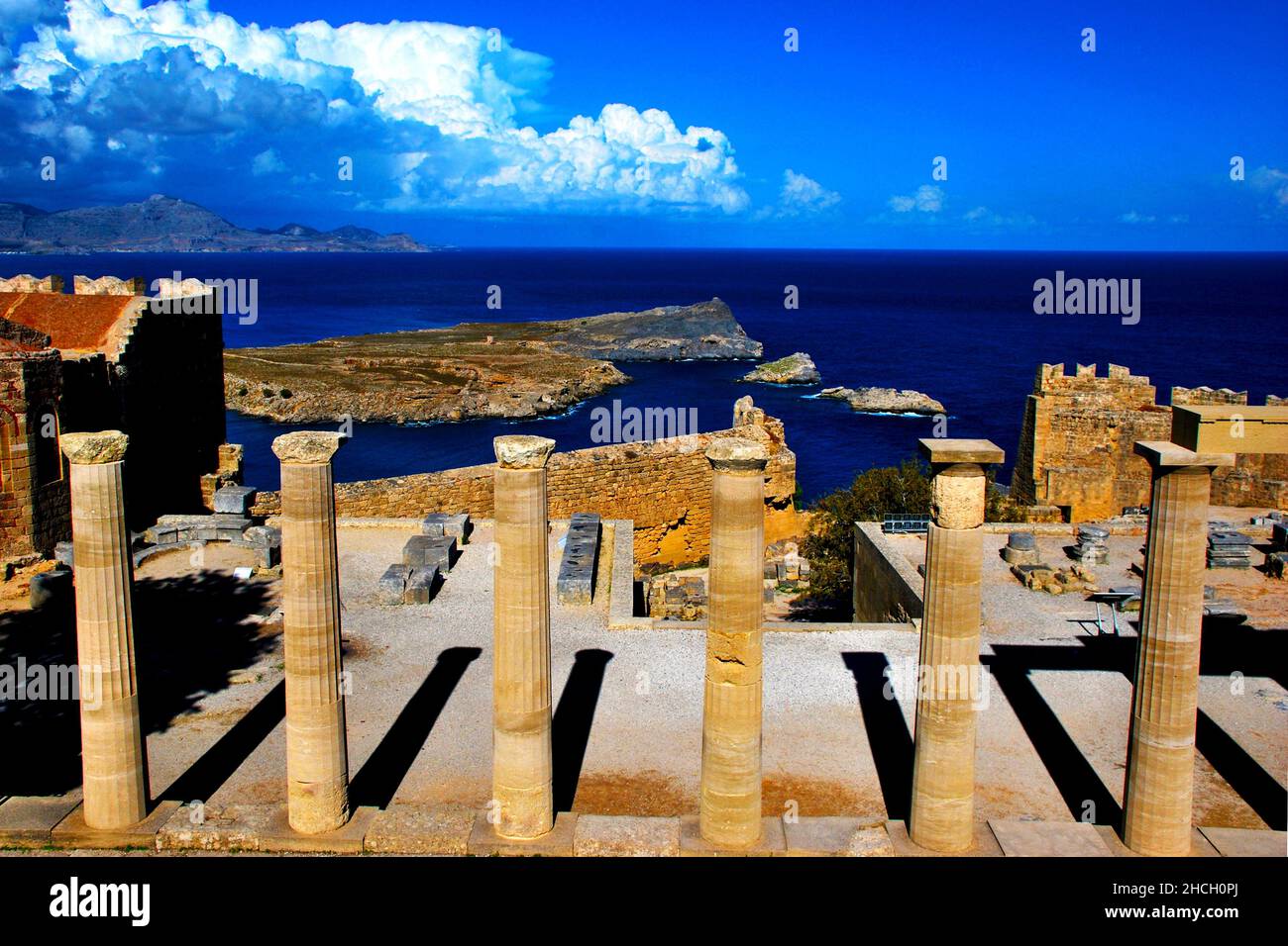 Acropolis in Lindos in Rhodes Island, Greece Stock Photo - Alamy