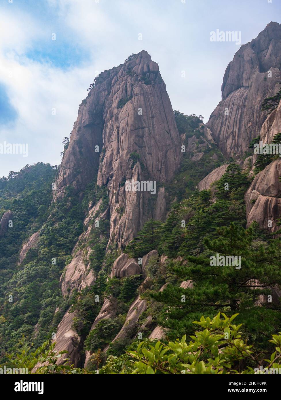 Blue sky above mountain peak at the Huangshan mountains, Yellow mountains, Anhui, Huangshan, China, Asia, Stock photo, UNESCO World Heritage Stock Photo