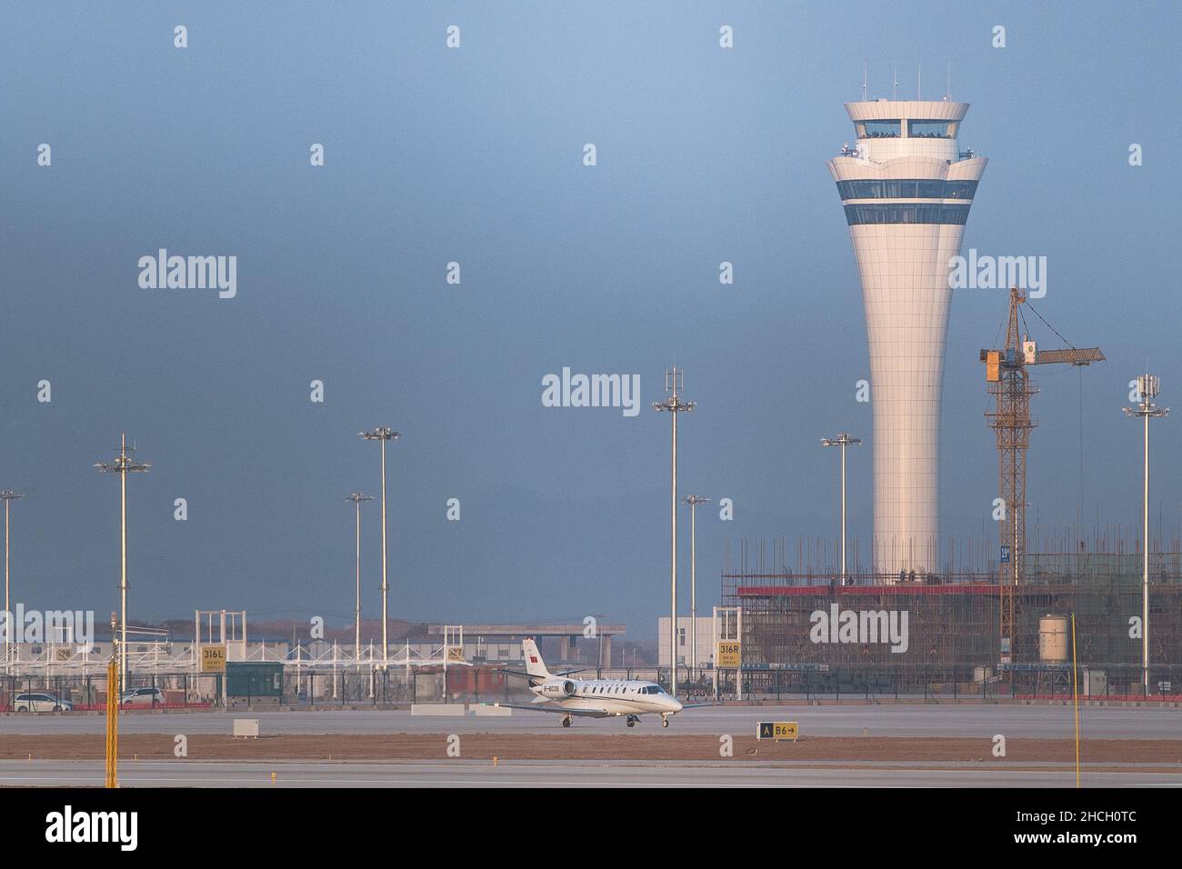 Ezhou, China's Hubei Province. 29th Dec, 2021. A Cessna 560 airplane