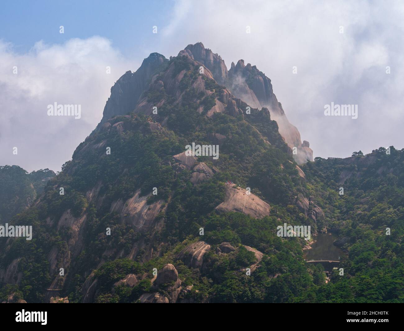 Blue sky above mountain peak at the Yellow mountains, Anhui, Huangshan, China, Asia, Stock photo, UNESCO World Heritage Stock Photo