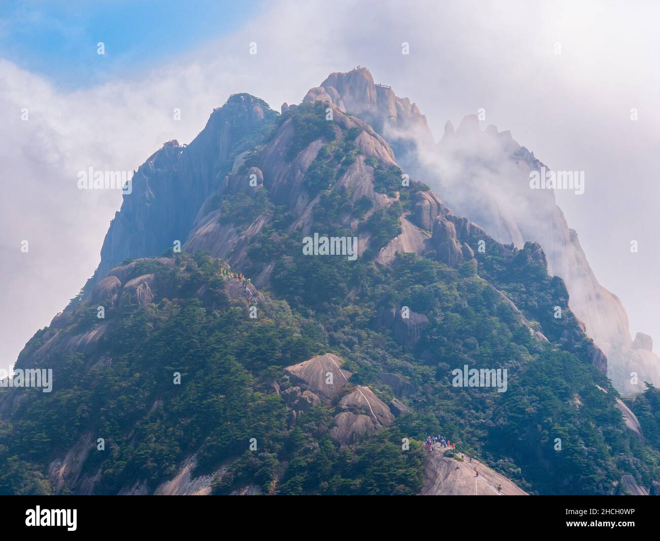 Blue sky above mountain peak at the Yellow mountains, Anhui, Huangshan, China, Asia, Stock photo, UNESCO World Heritage Stock Photo