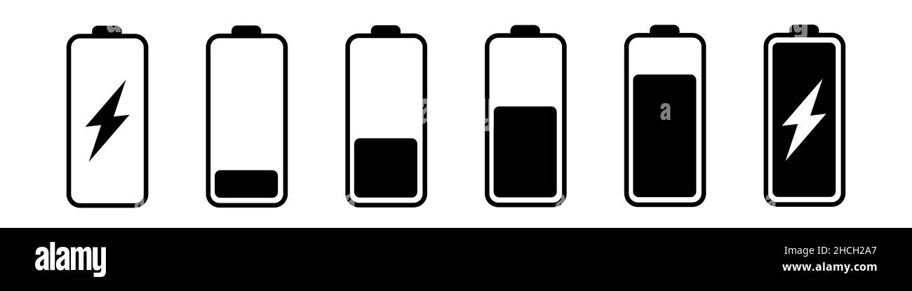 Battery charge level icon set Stock Vector