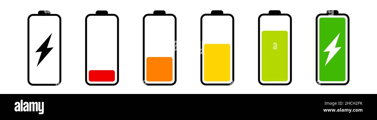 Battery charge level icon set Stock Vector
