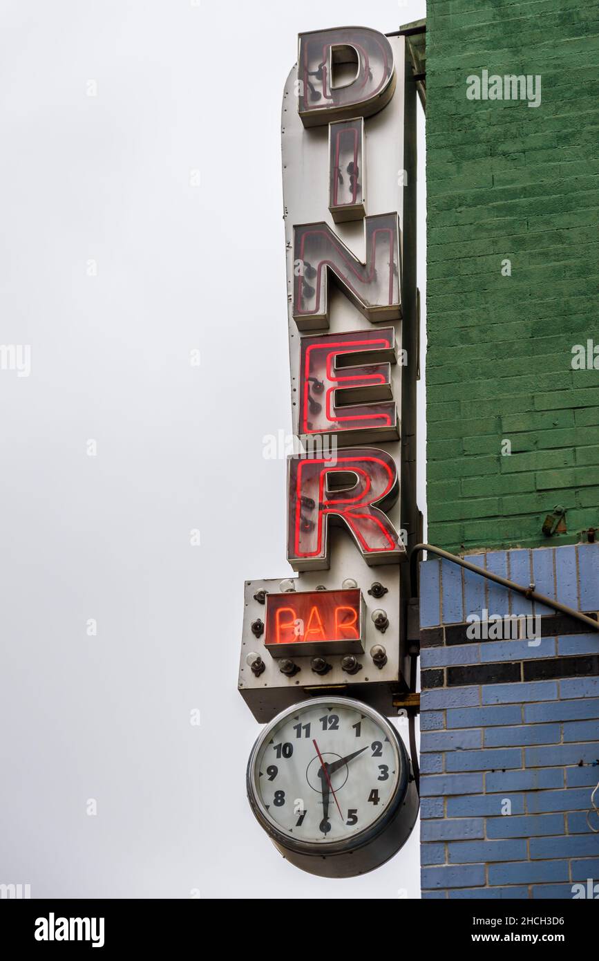 Old style Diner sign in Manhattan, New York City Stock Photo