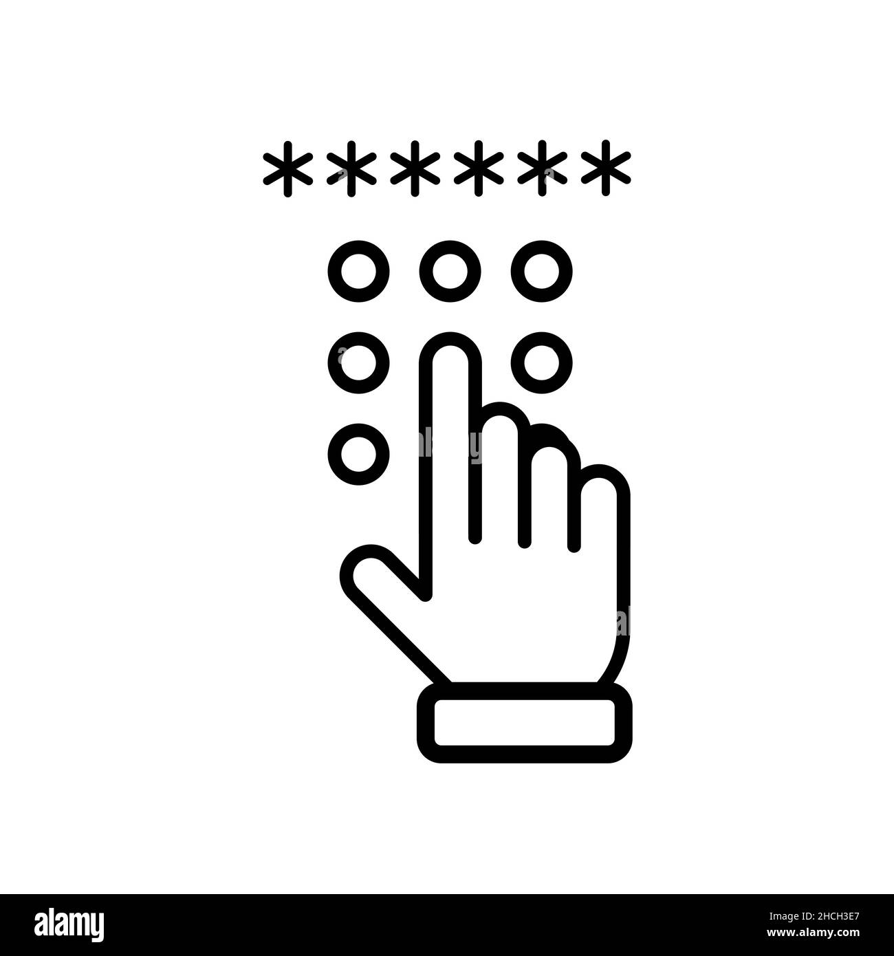 Code lock with hand icon Stock Vector