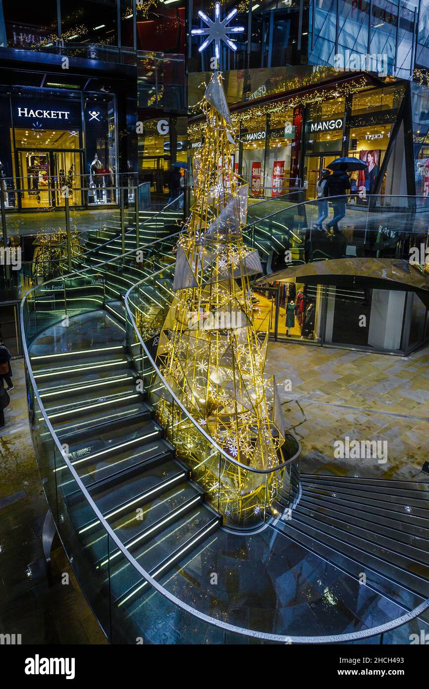 Christmas tree at the One New Change shopping centre in London. Stock Photo