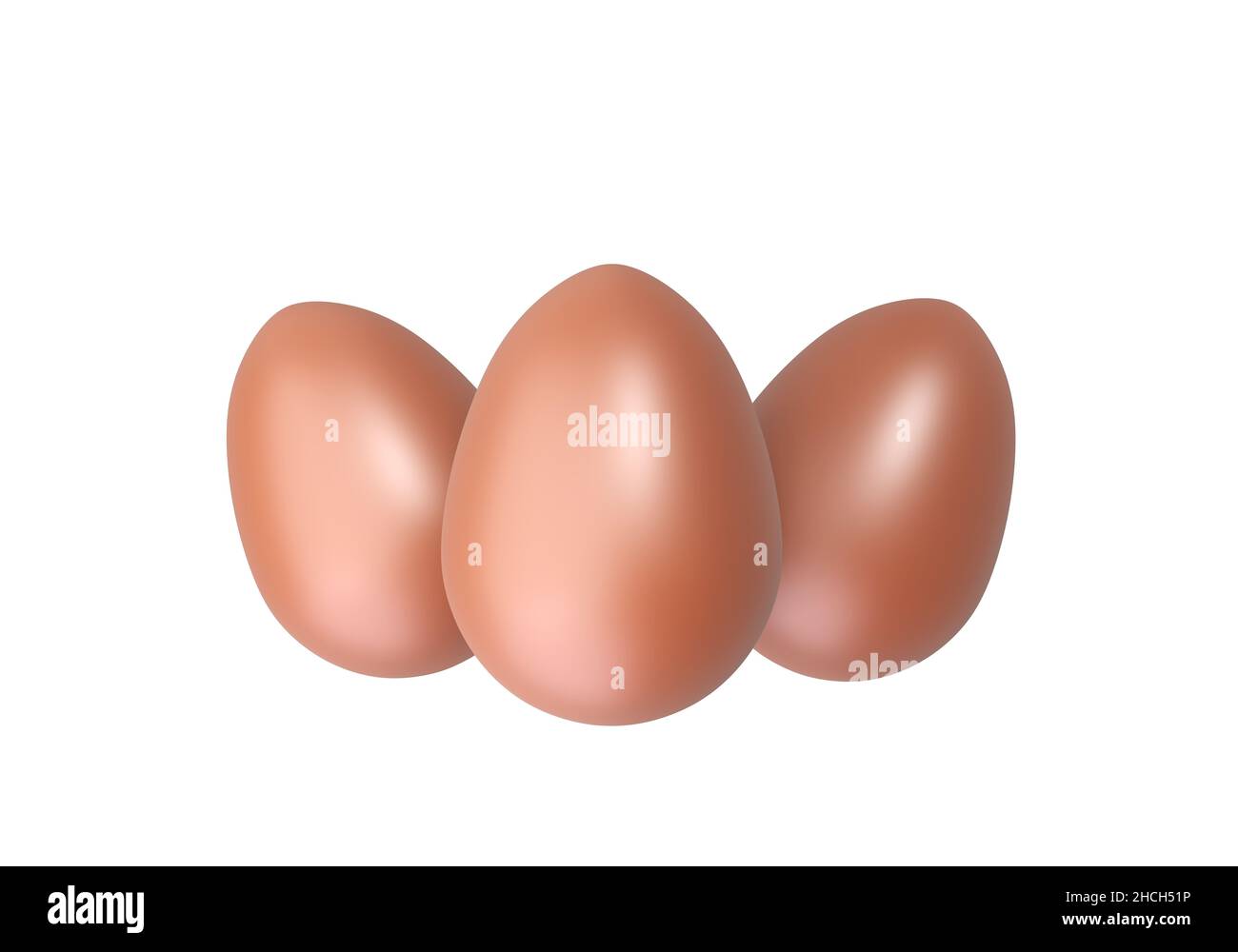 Three Chocolate Easter Eggs islated on white, sweet eastertime, 3d rendering Stock Photo