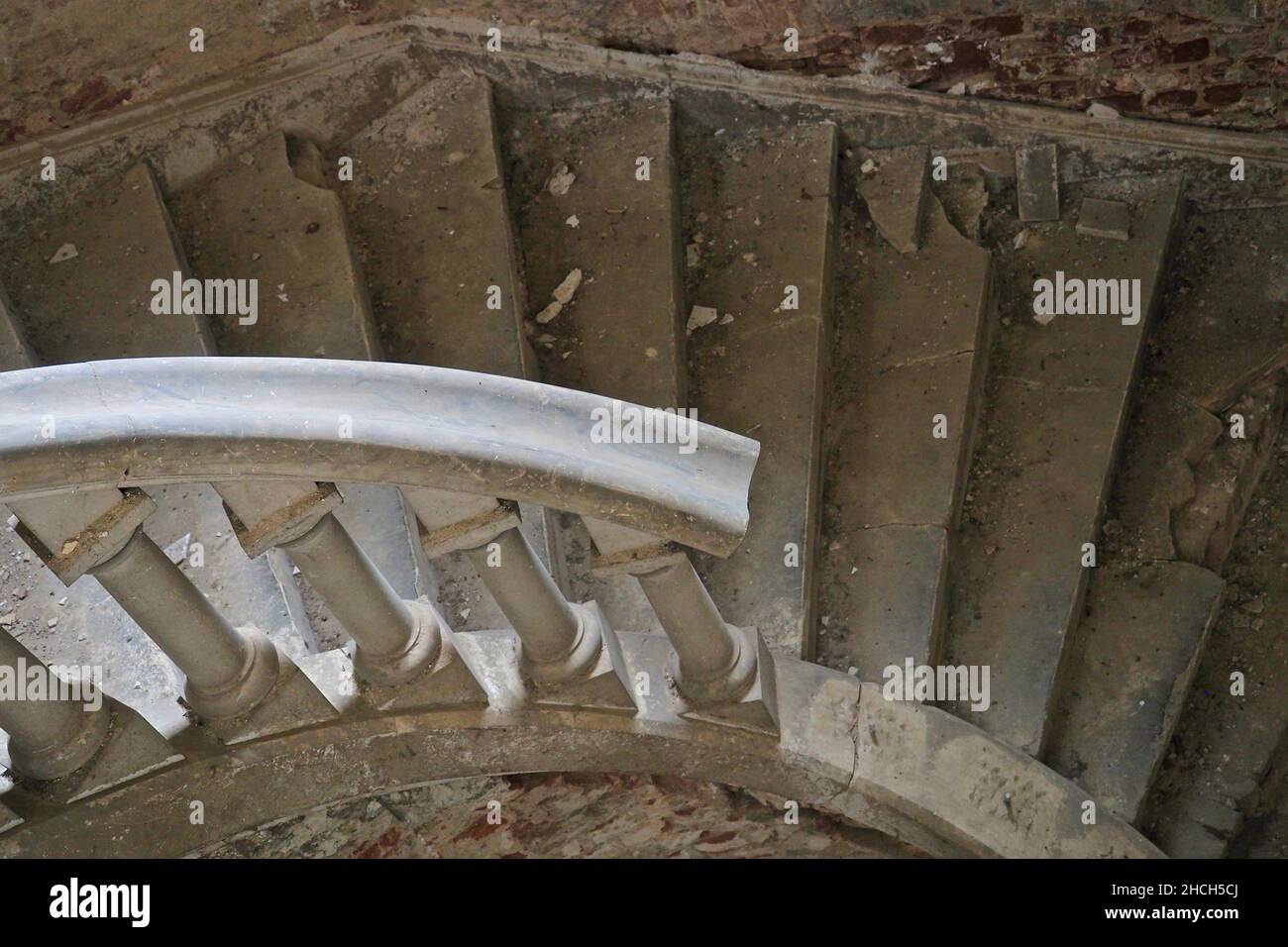 Broken staircase railing in the Mausoleum at Dessau, Saxony-Anhalt ...