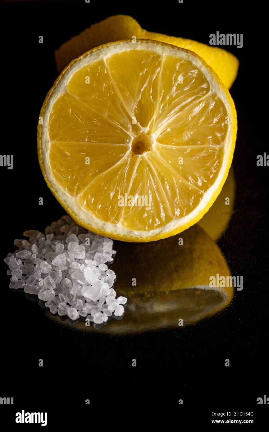 lemon and salt reflections Stock Photo - Alamy