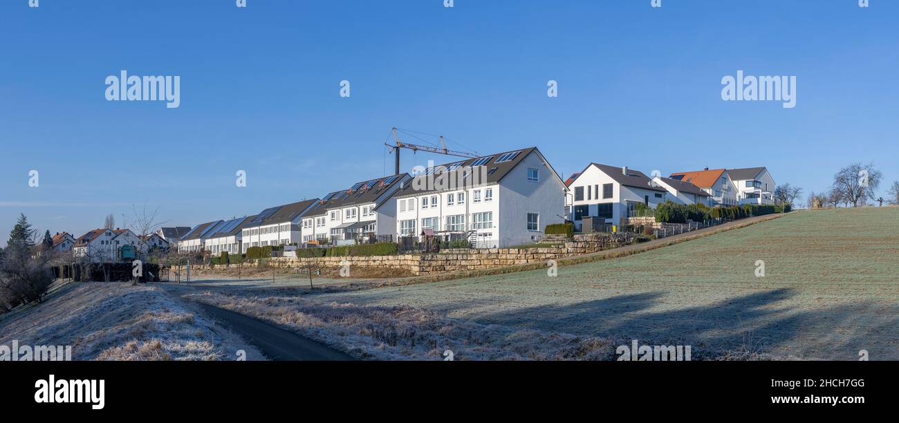 Modern apartment buildings with photovoltaic systems, energysaving