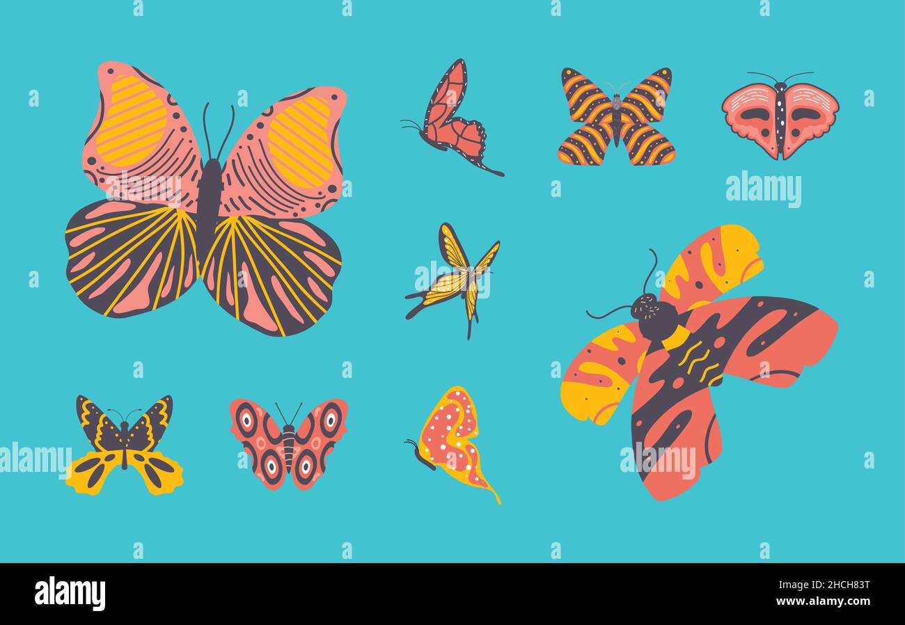 Butterflies Colored Wings Stock Vector Image Art Alamy butterflies-colored-wings-stock-vector-image-art-alamy