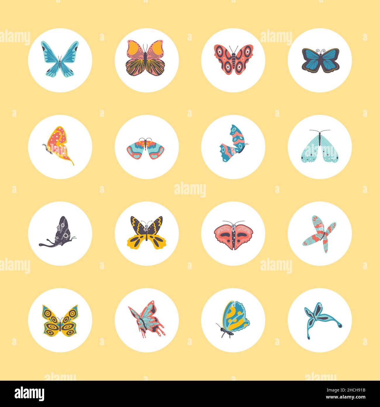 butterflies round icons Stock Vector Image & Art - Alamy