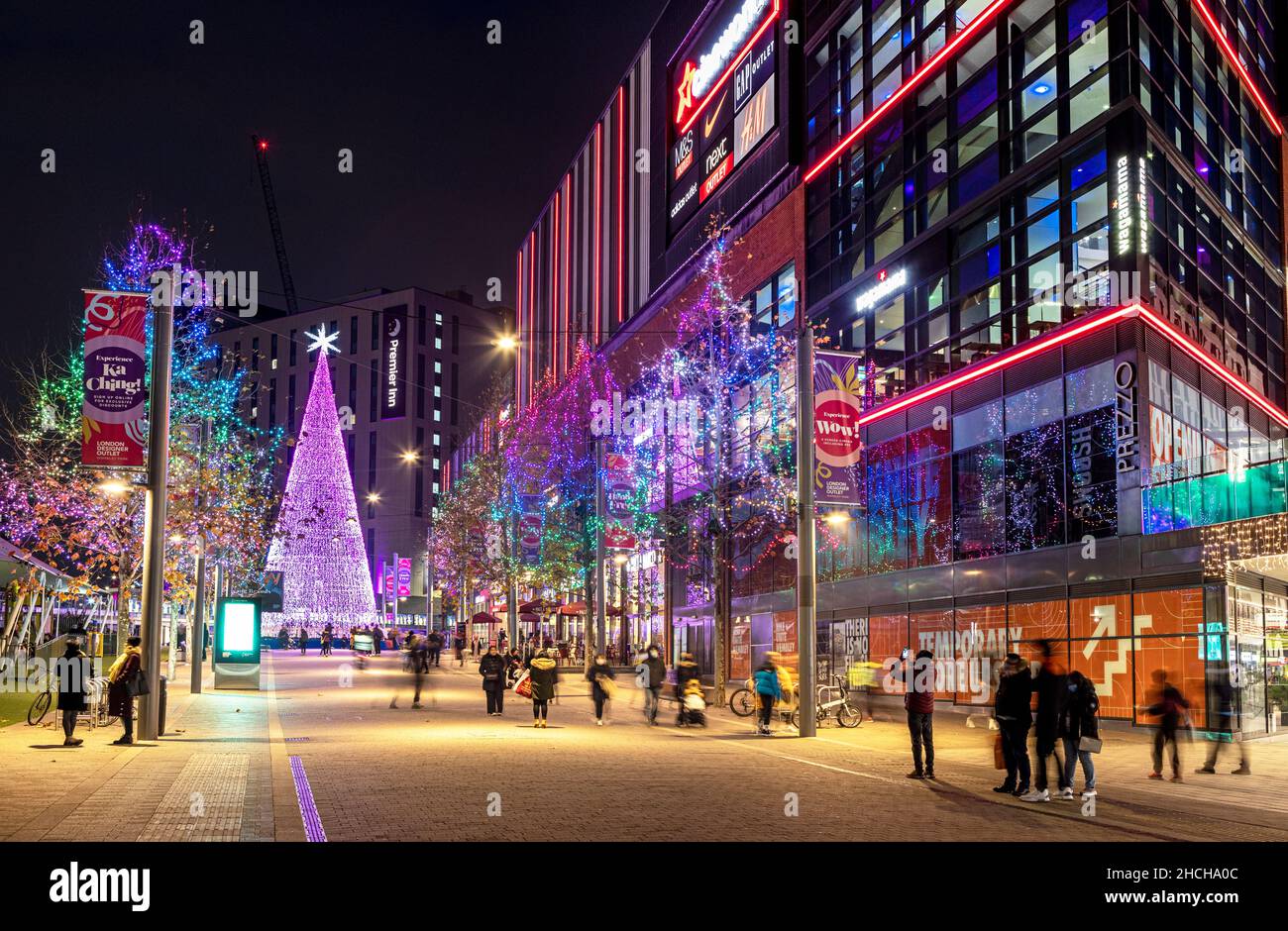 Christmas Tree and Lights in Wembley Park London UK Stock Photo Alamy