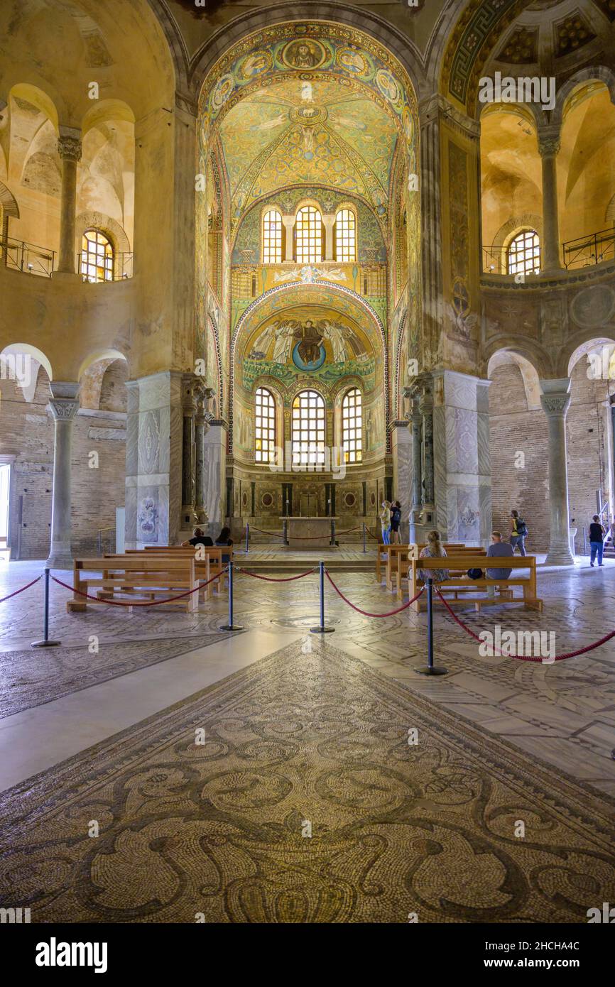 Floor mosaic in the Basilica of San Vitale, Ravenna, Province of Ravenna, Italy Stock Photo