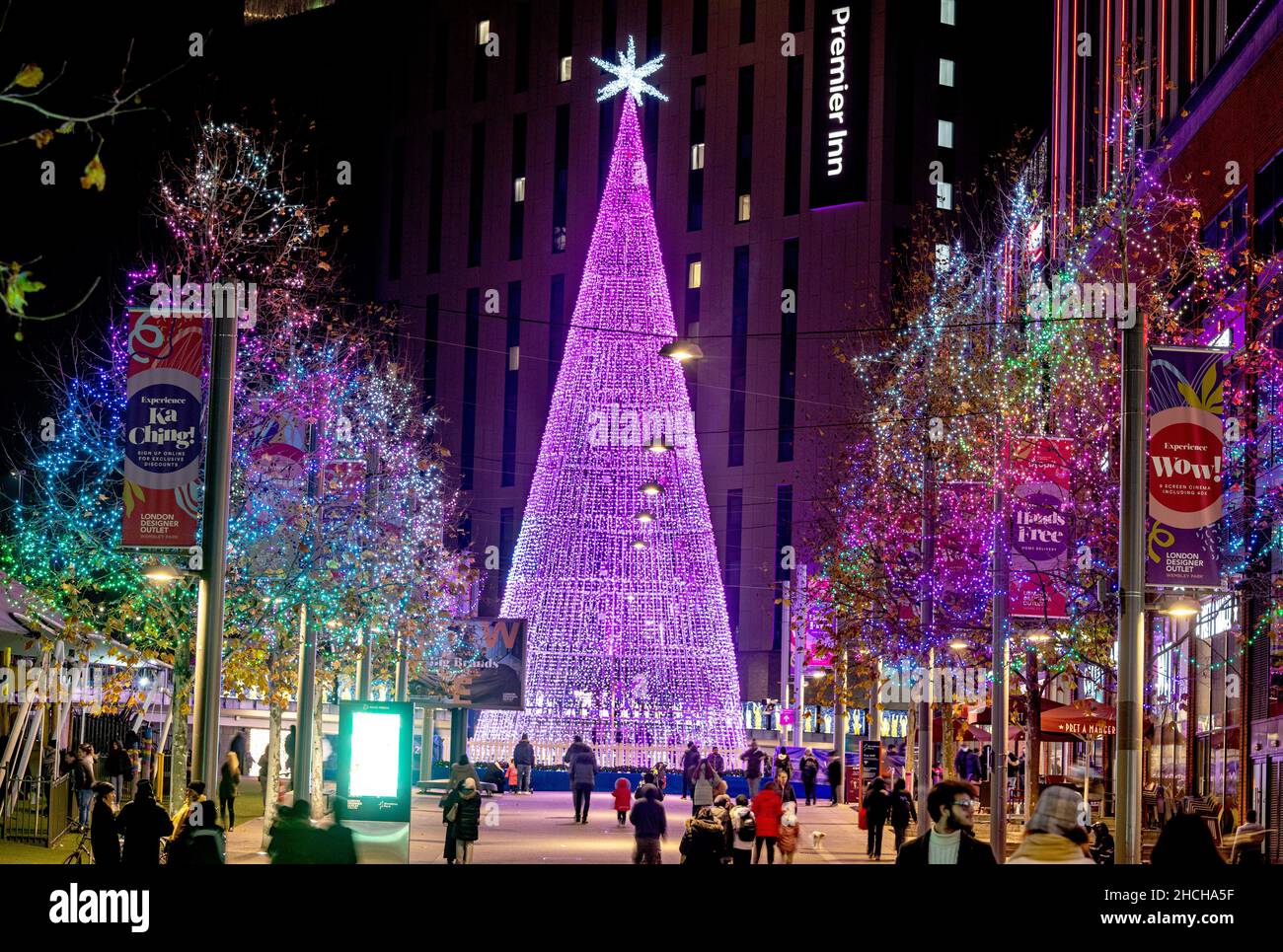 Christmas Tree and Lights in Wembley Park London UK Stock Photo Alamy
