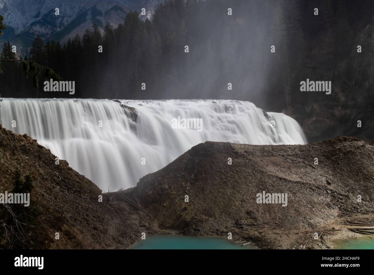 Landscape of the Wapta Falls with long exposure in Yoho National Park, Canada Stock Photo