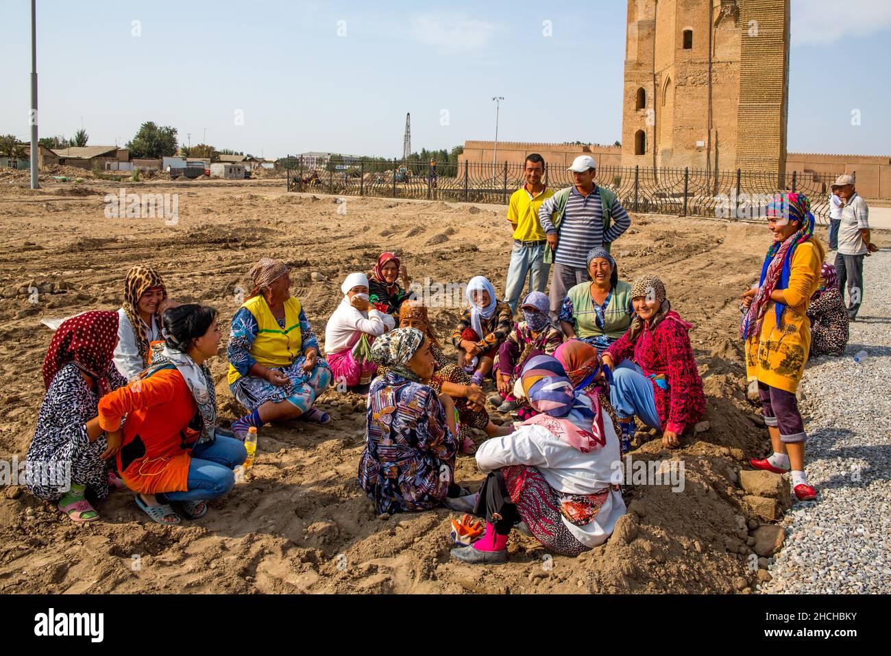 Renovation works, Sommrpalast Aksarei, Oq Saray, Shakhrisabz, Uzbekistan, Shakhrisabz, Uzbekistan Stock Photo