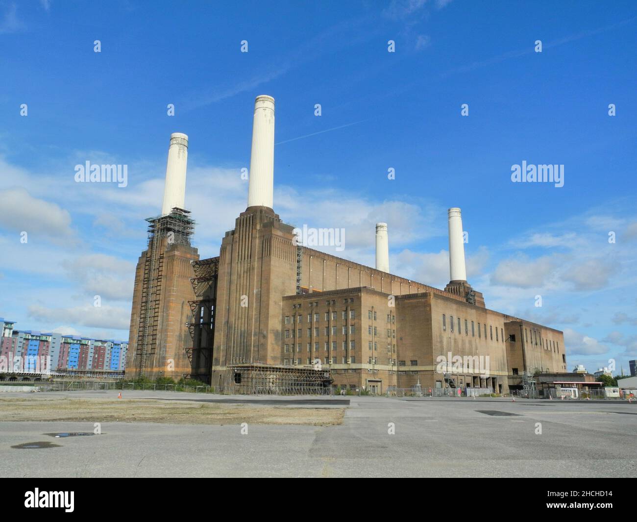 The original iconic chimneys of the old Battersea Power Station prior