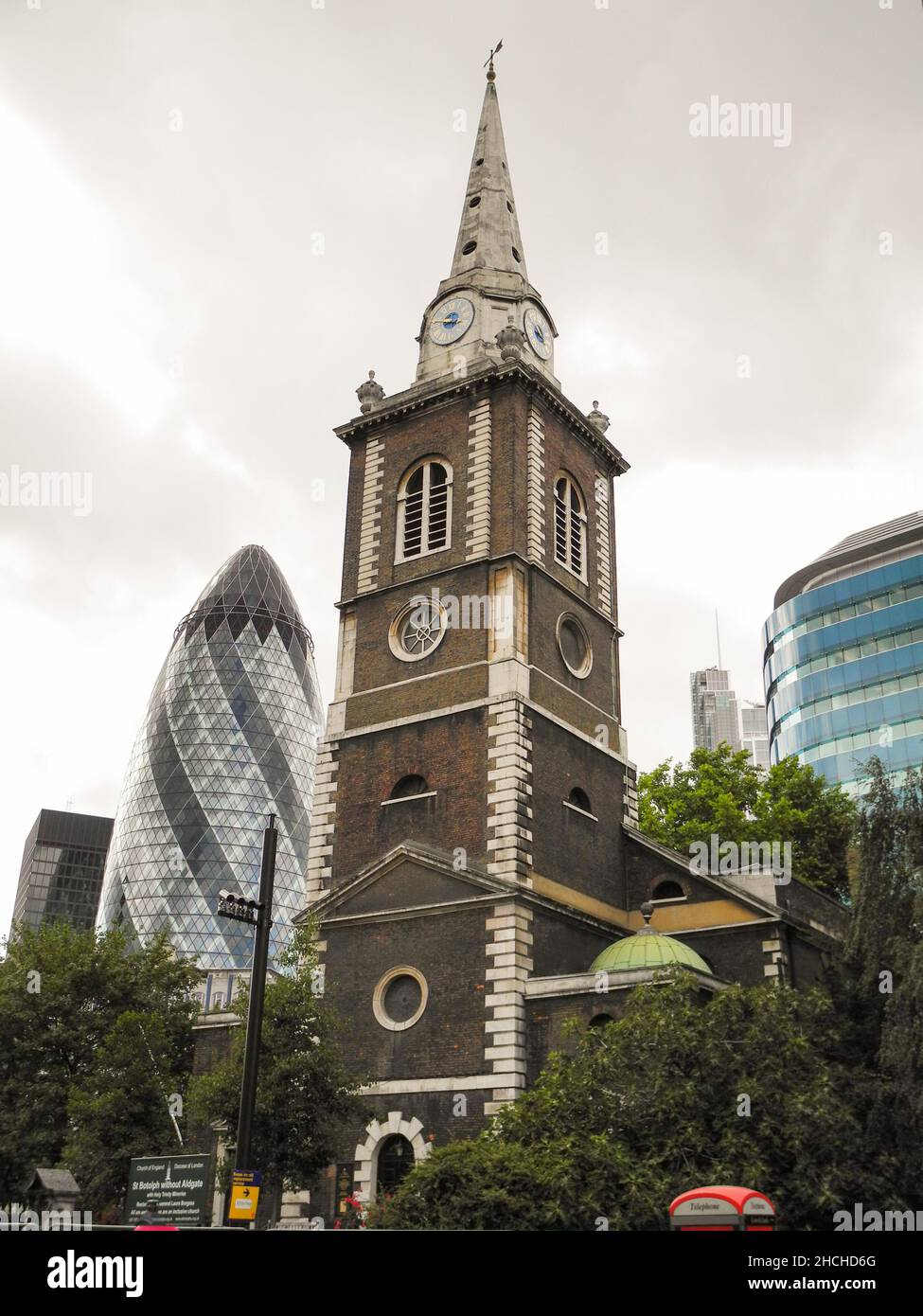 The church spire of St Botolph Without Aldgate, Aldgate High Street, London, EC3, England, U.K. Stock Photo