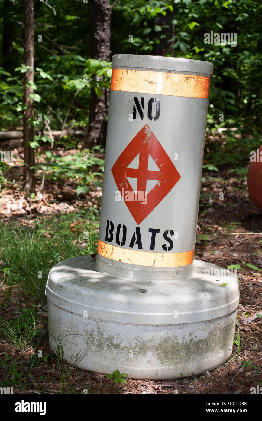 'No Boats' buoy in storage on land Stock Photo