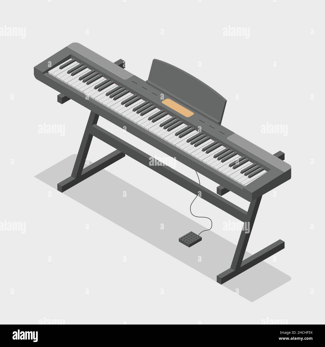 Vector isometric keyboard musical instrument digital piano with stand
