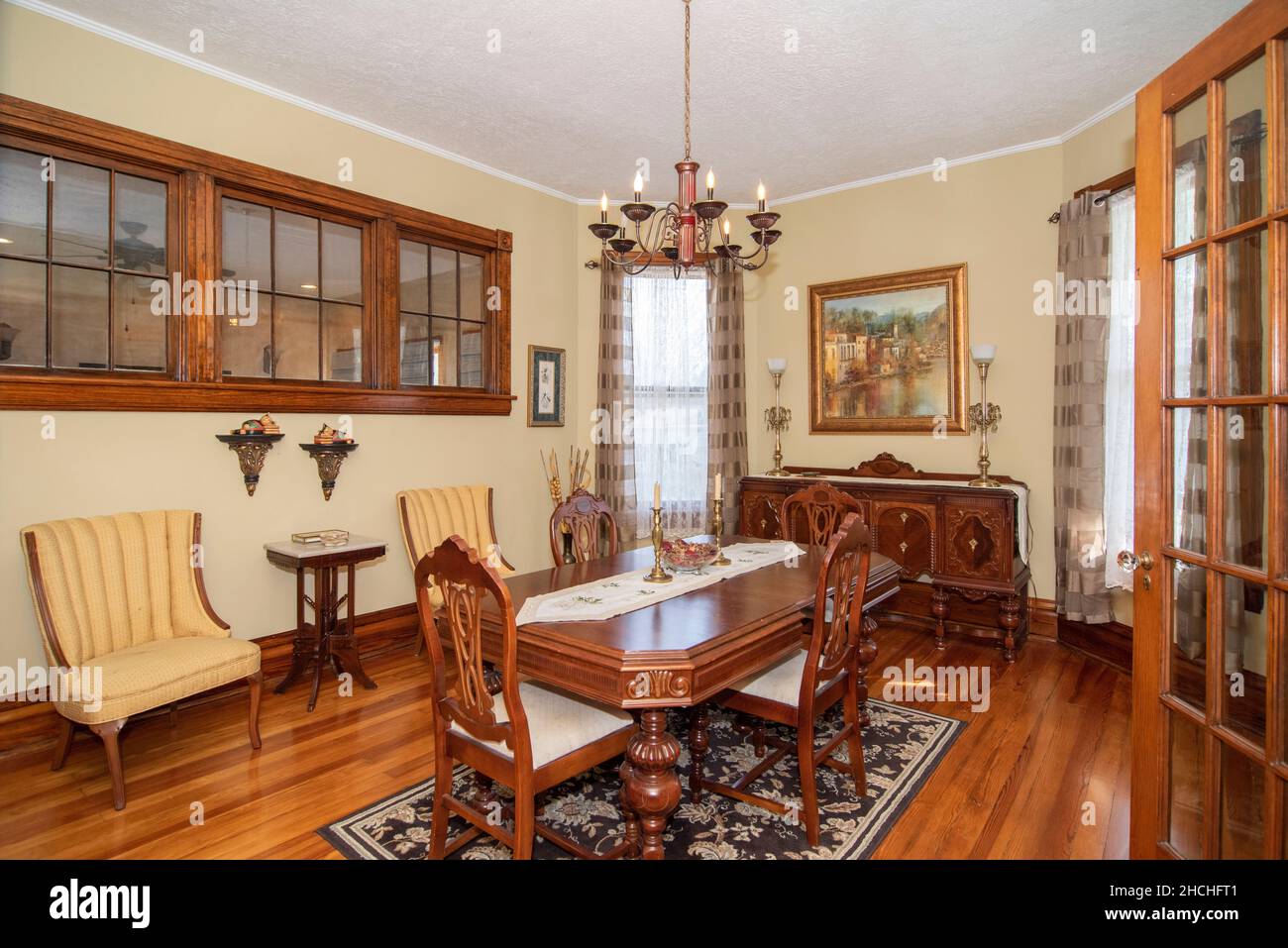 Dining room in middle class house in Midwest America Stock Photo
