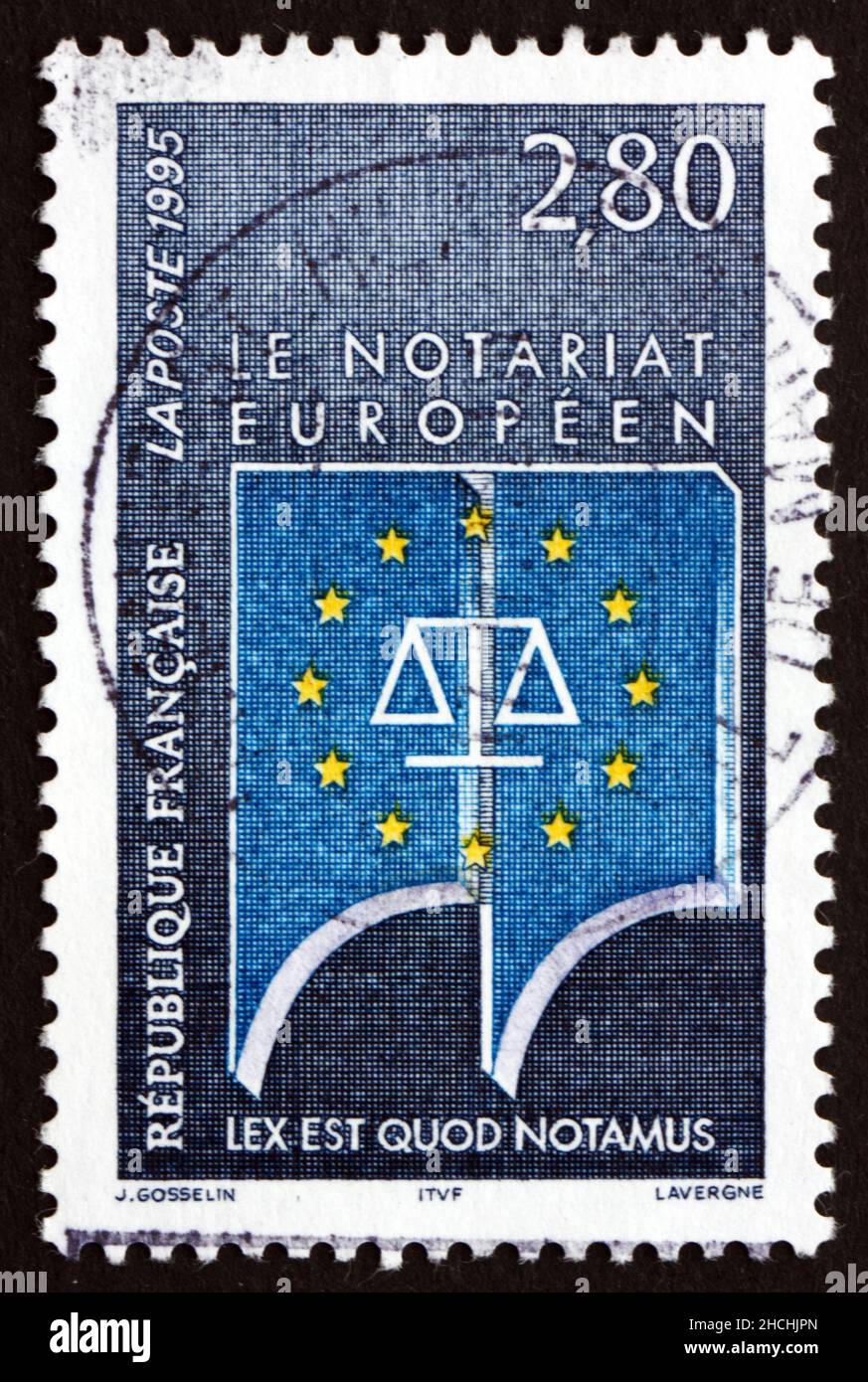 FRANCE - CIRCA 1995: a stamp printed in the France shows European Notaries Public, circa 1995 Stock Photo