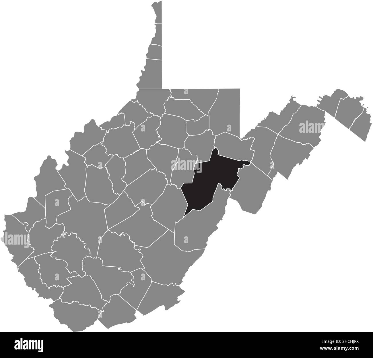 Black highlighted location map of the Randolph County inside gray