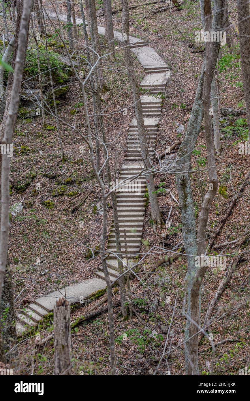 Long, outdoor stairs in Carter Caves State Resort Park, Kentucky Stock Photo