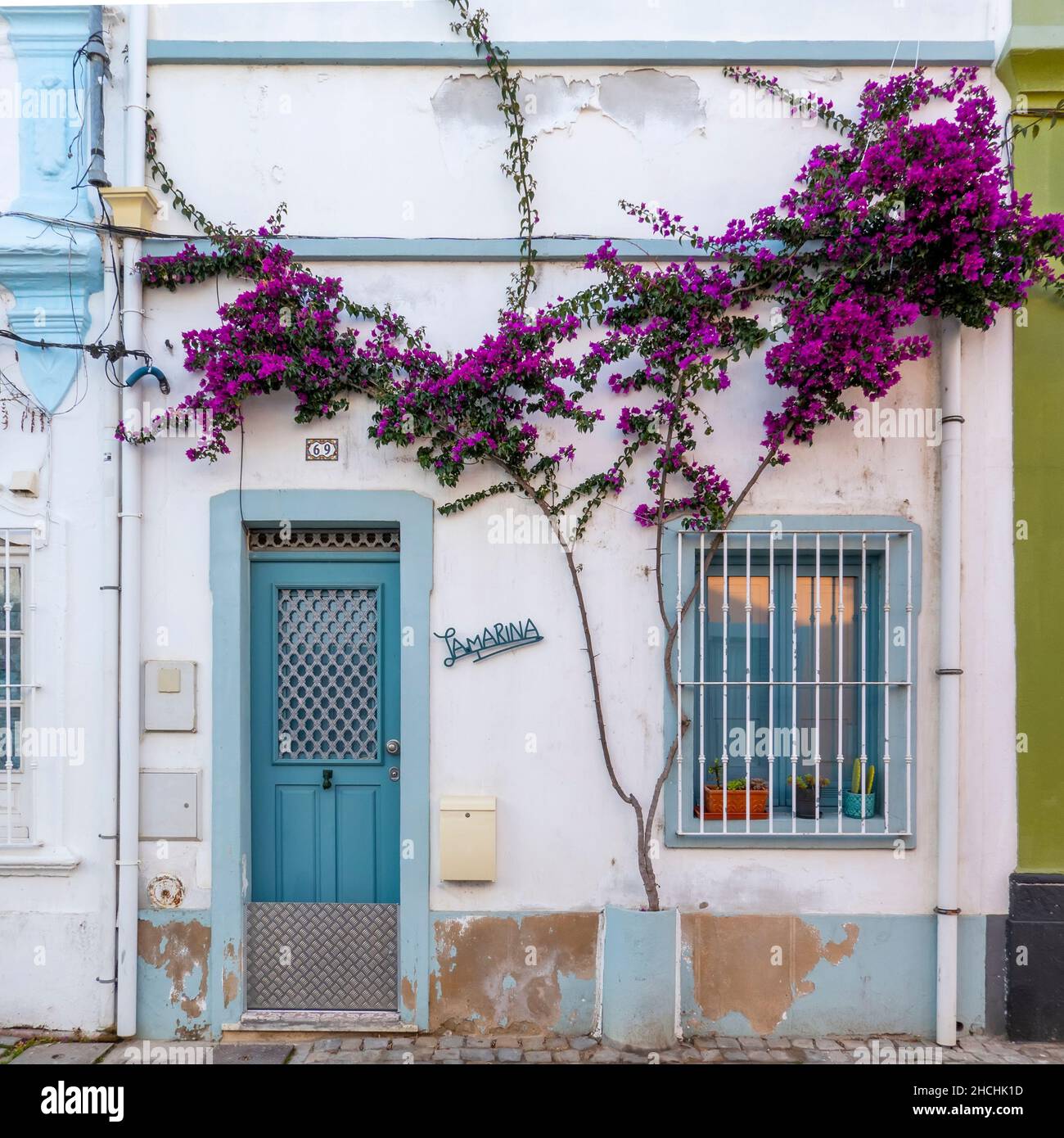 Typical architecture of Algarve vintage style buildings, located in