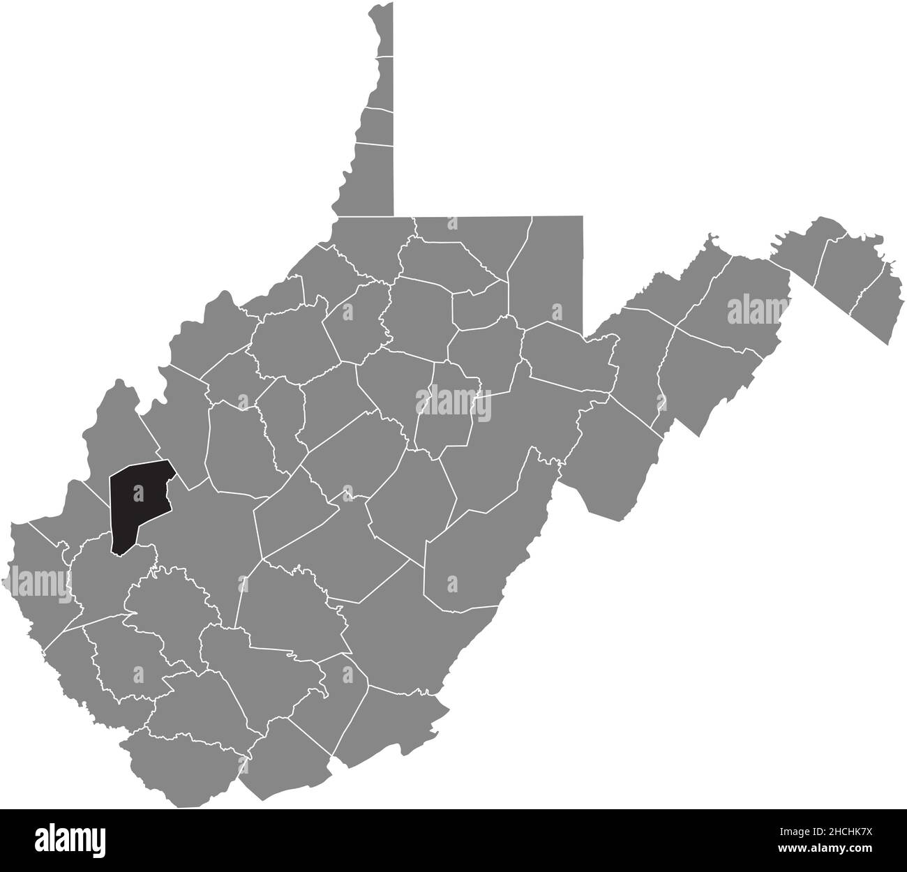 Black highlighted location map of the Putnam County inside gray